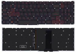 Клавиатура для ноутбука Acer Nitro 5 (AN517-41) с подсветкой (Light), Черный, (узкий шлейф, красные буквы), RU