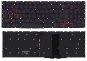 Клавиатура для ноутбука Acer Nitro 5 (AN517-41) с подсветкой (Light), Черный, (узкий шлейф, красные буквы), RU