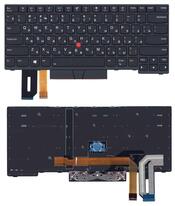 Клавиатура для ноутбука Lenovo ThinkPad E480 с подсветкой (Light), с указателем (Point Stick), Черный, (Черный фрейм), RU