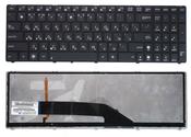 Клавиатура для ноутбука Asus (K50, K60, K70) с подсветкой (Light), Черный, (Черный фрейм) RU