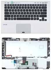 Клавиатура для ноутбука Sony Vaio (VPC-SB) Черный, (Серебряный TopCase), Русский (for fingerprint reader)