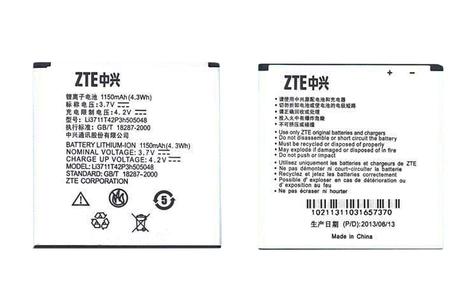 Батарея для смартфона ZTE Li3711T42P3h505048 N795 3.7В Белый 1150мАч 4.3Вт Батарея для смартфона ZTE Li3711T42P3h505048 N795 3.7В Белый 1150мАч 4.3Вт