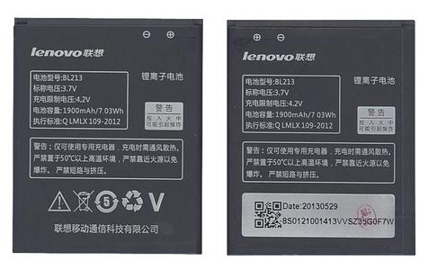Аккумуляторная батарея для смартфона Lenovo BL213 MA388 3.7V Black 1900mAh 7.03Wh Аккумуляторная батарея для смартфона Lenovo BL213 MA388 3.7V Black 1900mAh 7.03Wh