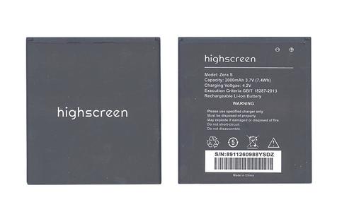 Аккумуляторная батарея для смартфона Highscreen Zera S 3.7V Black 2000mAh 7.4Wh Аккумуляторная батарея для смартфона Highscreen Zera S 3.7V Black 2000mAh 7.4Wh