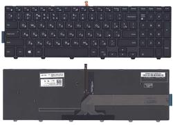 Клавіатура для ноутбука Dell Inspiron (15-5000, 15-3000, 5547, 5521) з підсвіткою (Light), Чорний, (Чорний фрейм), RU