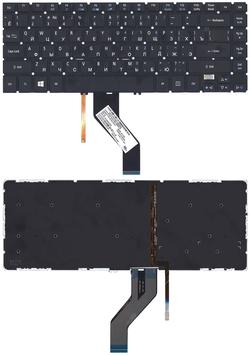 Клавіатура для ноутбука Acer Aspire V5-472, V5-473, V7-481, V7-482, TravelMate P446-M, P645-M з підсвіткою (Light), Чорний, (Без фрейму) RU