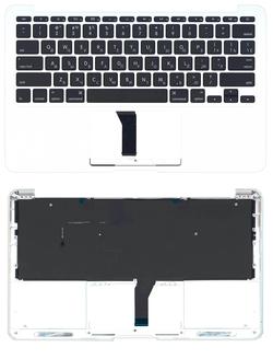 Клавиатура для ноутбука Apple MacBook Air 2013+ (A1465) Черный, (Серебряный TopCase), Русский (горизонтальный энтер)