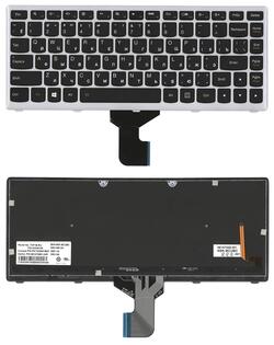 Клавіатура для ноутбука Lenovo IdeaPad (Z400) з підсвіткою (Light), Черный, (Серый фрейм), RU