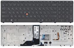 Клавиатура для ноутбука HP Elitebook (8760W) с указателем (Point Stick), Черный, (Черный фрейм) RU