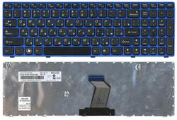 Клавіатура для ноутбука Lenovo IdeaPad (B570, V570, Z570, Z575) Black, (Синий фрейм), RU