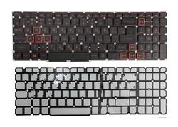 Клавіатура для ноутбука Acer Nitro 5 AN515-54 з підсвіткою (Light Red), Чорний, (Без фрейму), RU