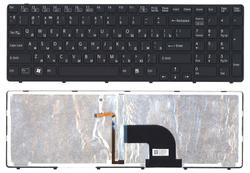 Клавіатура для ноутбука Sony Vaio (SVE15) з підсвіткою (Light), Чорний, (Чорний фрейм) RU