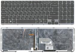 Клавіатура для ноутбука Sony Vaio (SVE17) з підсвіткою (Light), Black, (Серый фрейм) RU