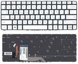 Клавіатура для ноутбука HP Spectre X360 (13-4000, 13-4103dx, 13-4003DX, 13-4005DX, 13-4110DX, 13-4193DX, 13-4195DX, 13-4193NR) з підсвіткою (Light) Чорний, (Срібний фрейм) RU