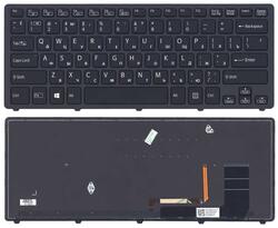 Клавіатура для ноутбука Sony (SVF14N FLIP) з підсвіткою (Light), Чорний, (Чорний фрейм) RU