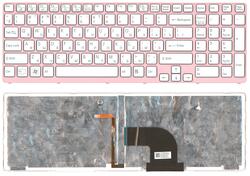 Клавіатура для ноутбука Sony Vaio (SVE17) Білий, з підсвіткою (Light), (Рожевий фрейм) RU